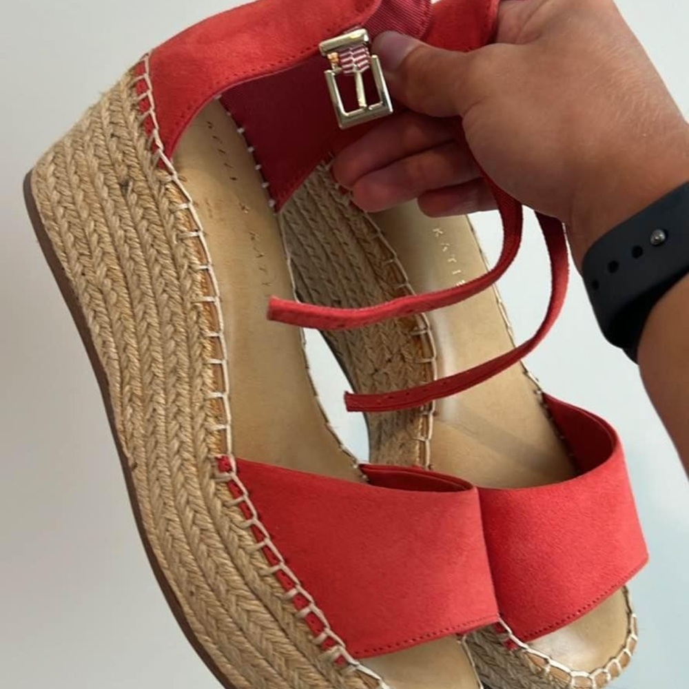Women's Red Espadrille Wedge Sandals